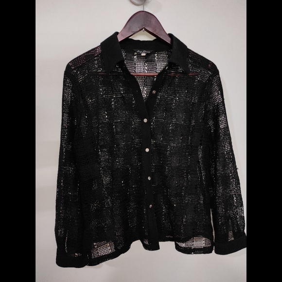 Black Crochet knit Shirt - Picture 9 of 11